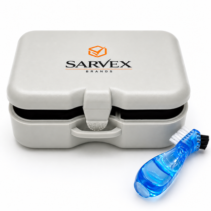Premium Retainer, Aligner & Denture Storage Case with Mirror + Brush